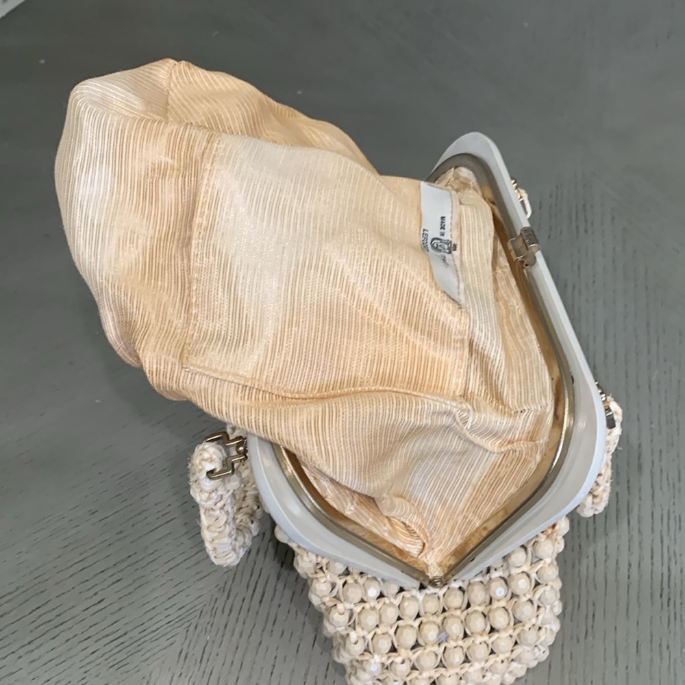 Vintage LEFCORT Elegant Cream Beaded Handbag - Picture 12 of 16